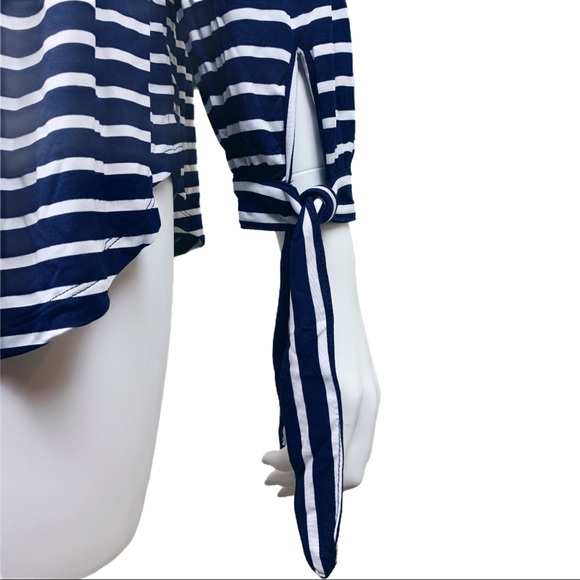 Tart Navy Stripe Off-the-Shoulder Top Size Medium - Picture 7 of 14